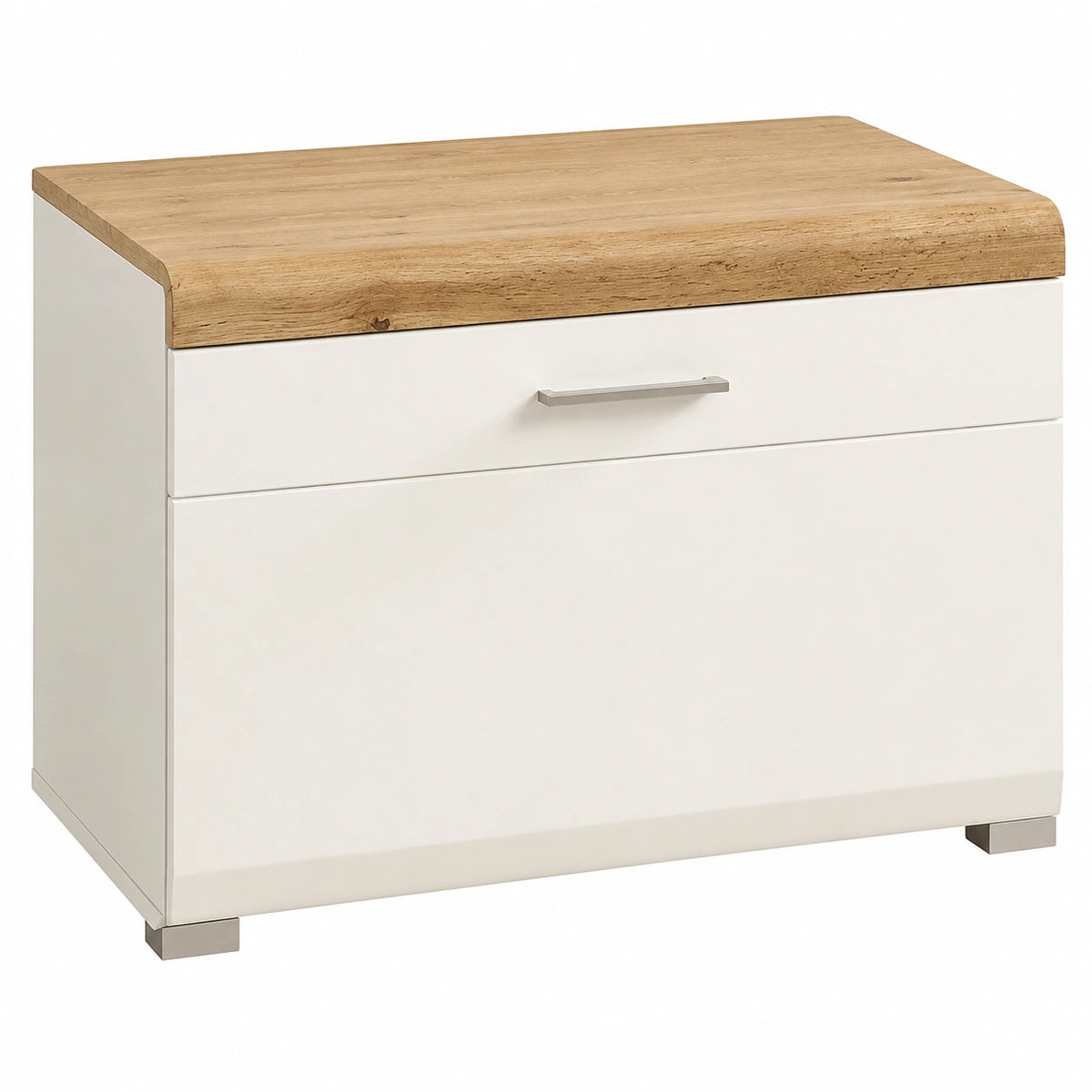 Stella Trading TV-Unterschrank in Eiche-Dekor mit weißem Finish - Modernes Lowboard für Wohnzimmer - 80 x 51 x 47 cm