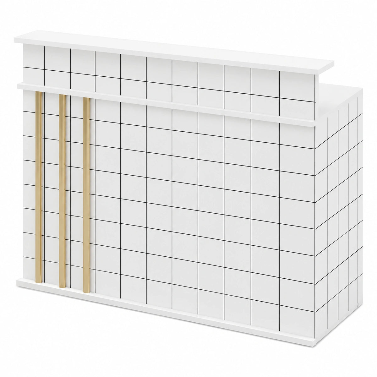 Eleganter L-förmiger Empfangstresen, 100 cm, ideal für Einzelhandel, stilvolles und funktionales Design, weiße Theken für Ladengeschäfte