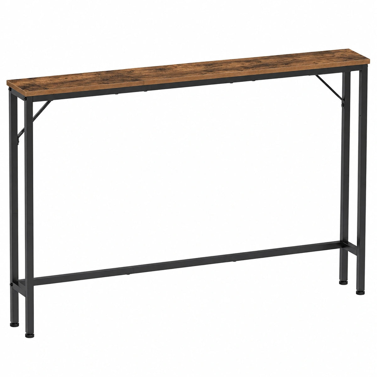 VEDECASA Schmaler Konsolentisch mit Ladestation, Industrie-Design Beistelltisch, moderner Sofatisch mit stabilem Stahlrahmen für Wohnzimmer, Flur, Büro, Vintage Braun