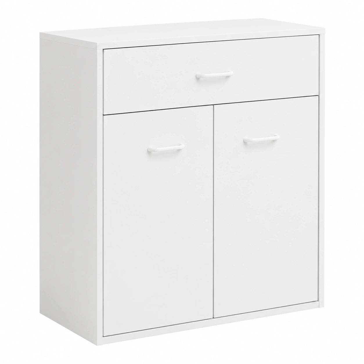 Moderner Sideboard-Schrank mit Schublade und Türen, Weiß, 60x30x75cm