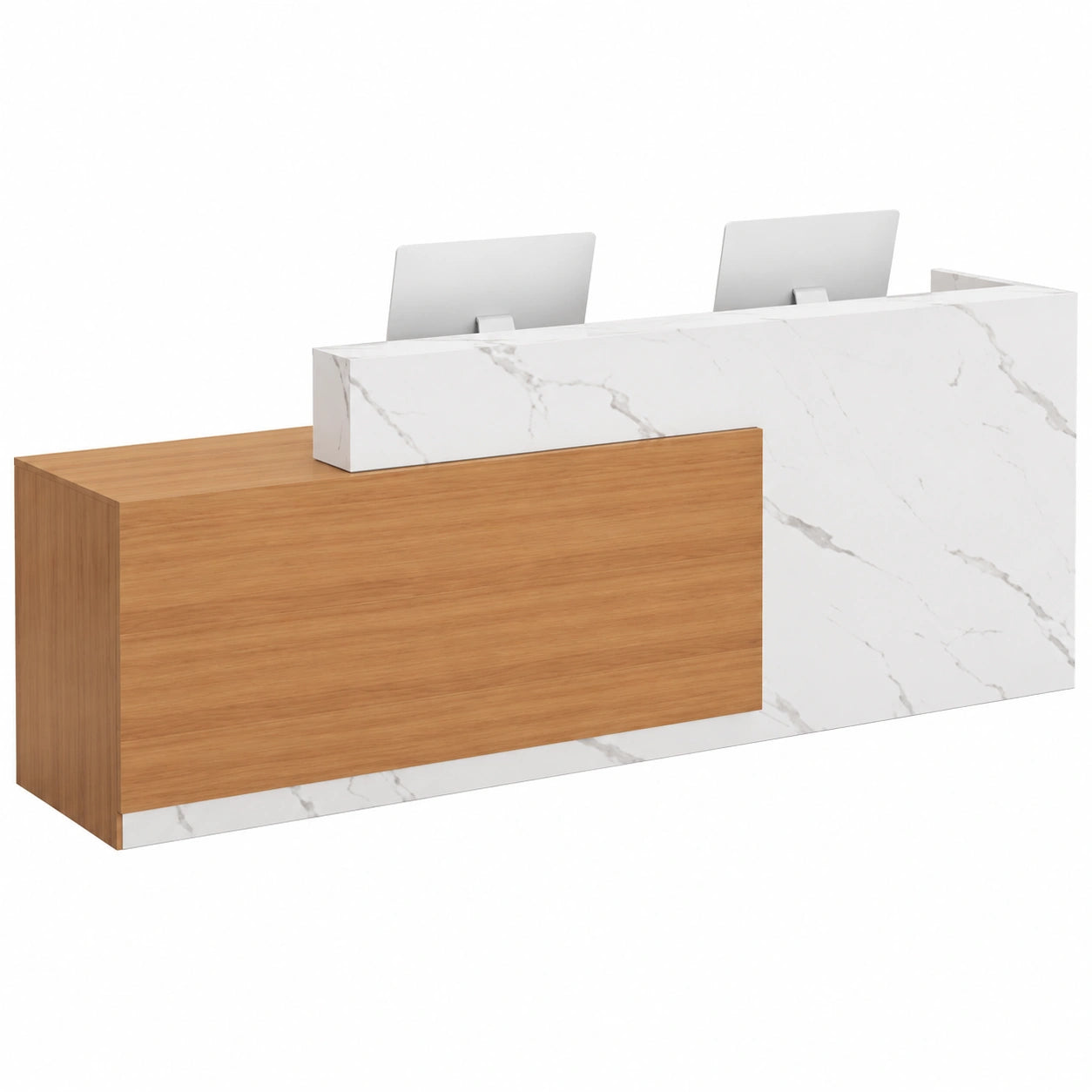 Eleganter Empfangstisch aus Holz – Weiß und Hellbraun, 1,2 m, für Salons und Büros, einfache Montage
