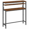 Höhenverstellbarer Konsolentisch im Industrie-Design, 2-stufig, ideal für Flur und Wohnzimmer, Vintage Braun und Schwarz