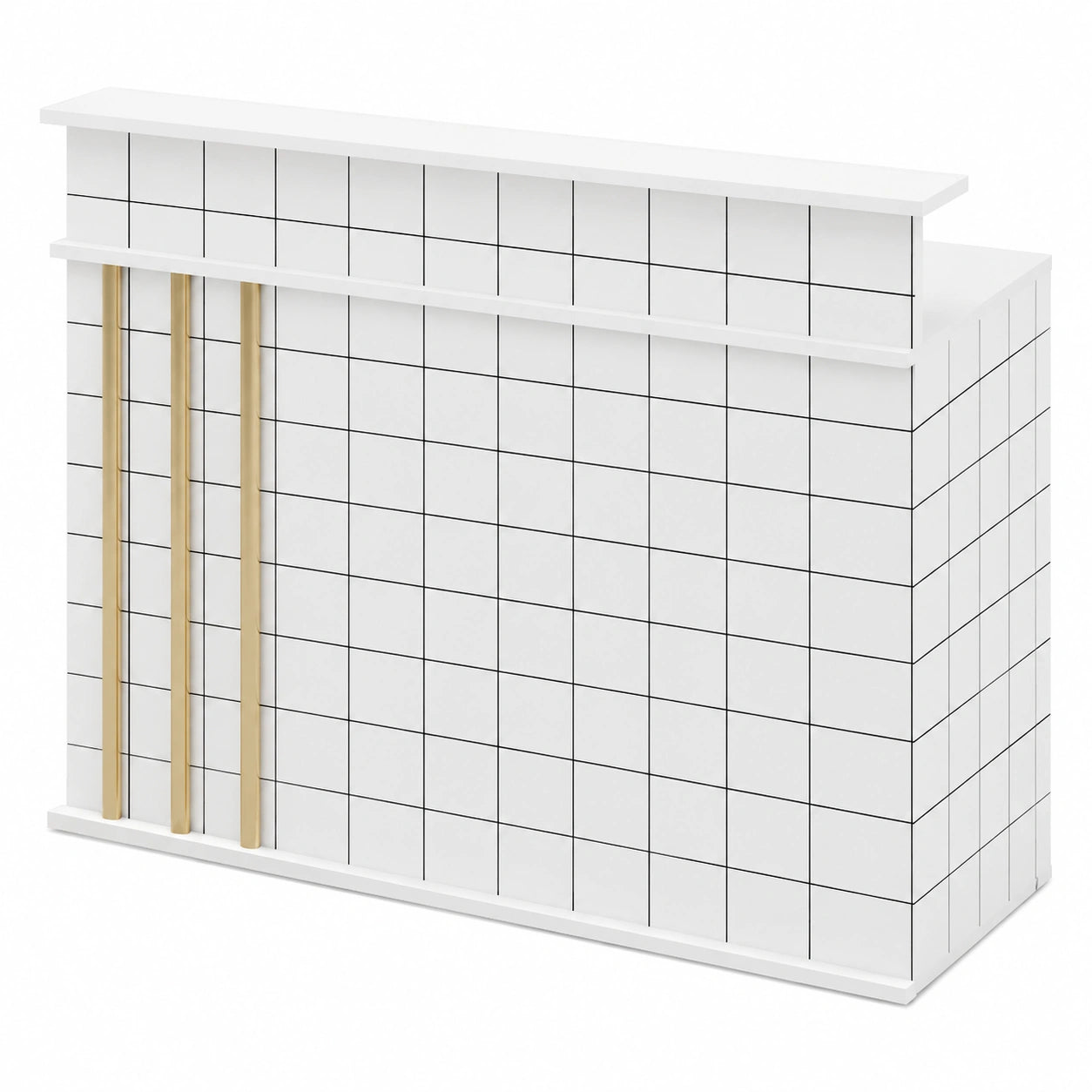 Eleganter L-förmiger Empfangstresen, 100 cm, ideal für Einzelhandel, stilvolles und funktionales Design, weiße Theken für Ladengeschäfte