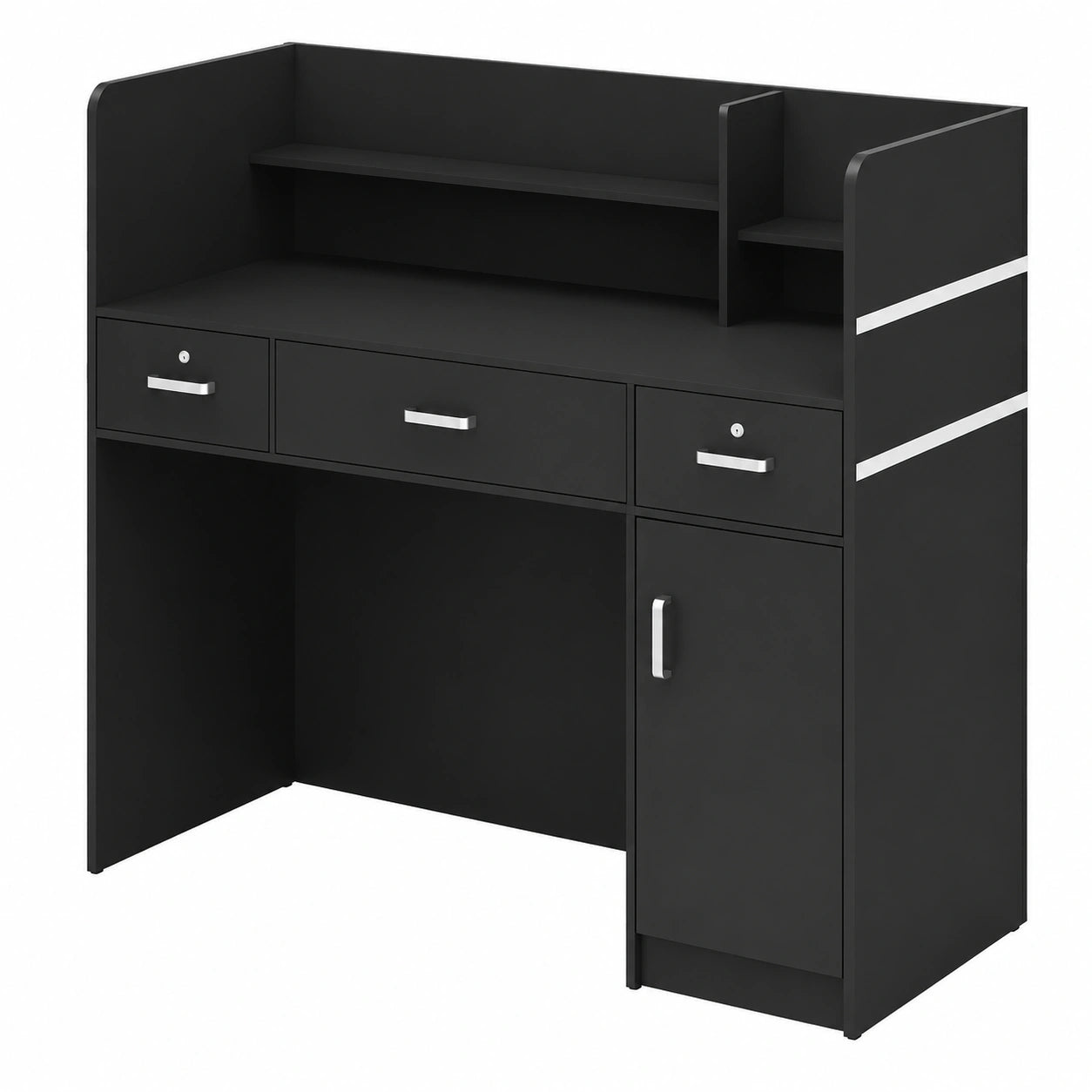 Moderne Empfangstheke mit Stauraum, Schwarz 120cm für Büro und Salon
