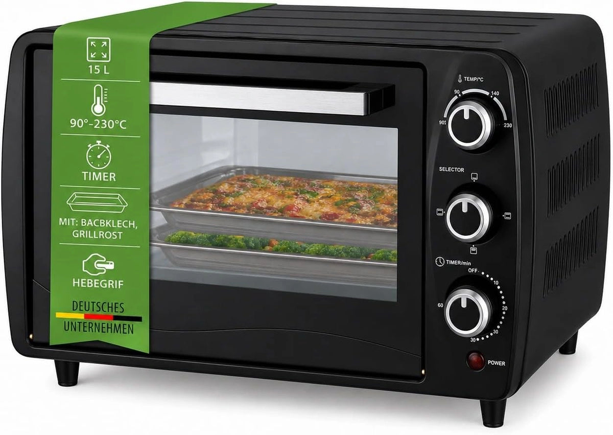 Piekarnik ICQN, 1200 W, 15 l, programator czasowy, kolor grafitowy
