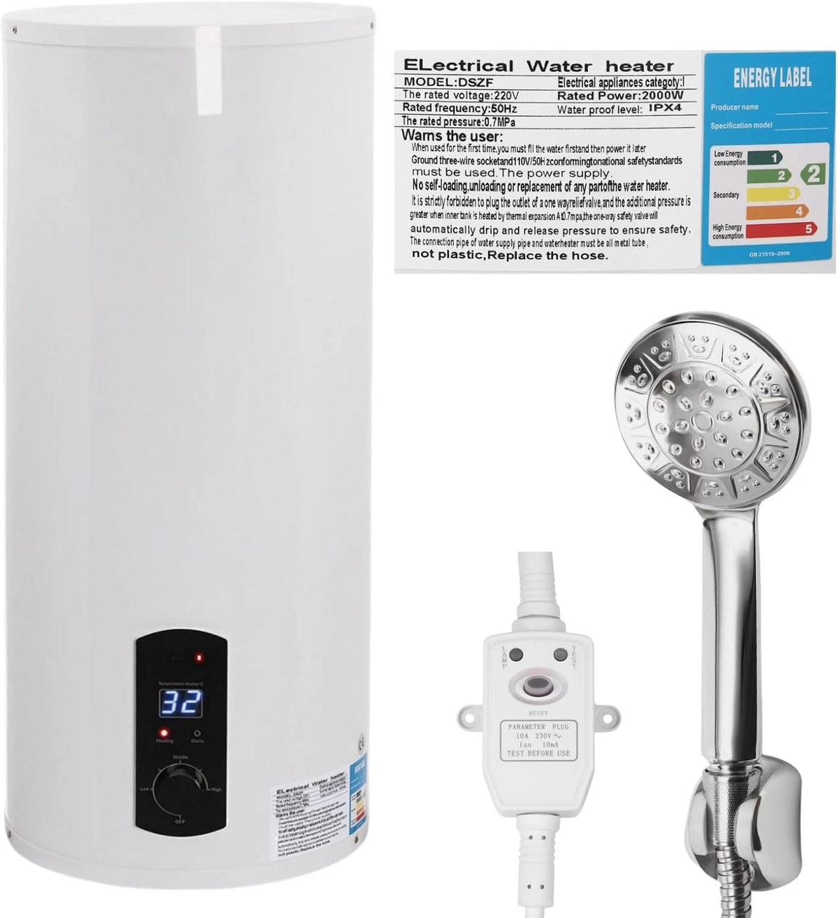 Podgrzewacz wody, 2000 W, 60 l, 220 V, kolor biały