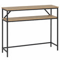 Moderner Konsolentisch aus Stahl mit Regal, Eichenholz-Design, 30 x 100 x 80 cm