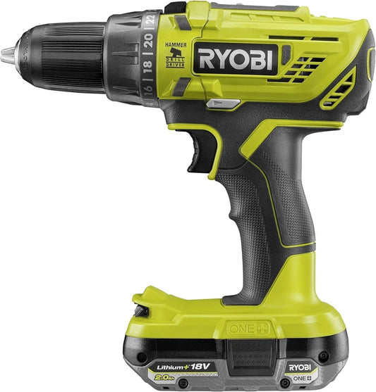 Wiertarko-wkrętarka Ryobi R18PD32-1C20G, 2,0 Ah, 18 V