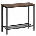 Rustikaler 2-Ebenen-Beistelltisch mit Metallrahmen, ideal für kleine Räume im Wohnzimmer oder Schlafzimmer