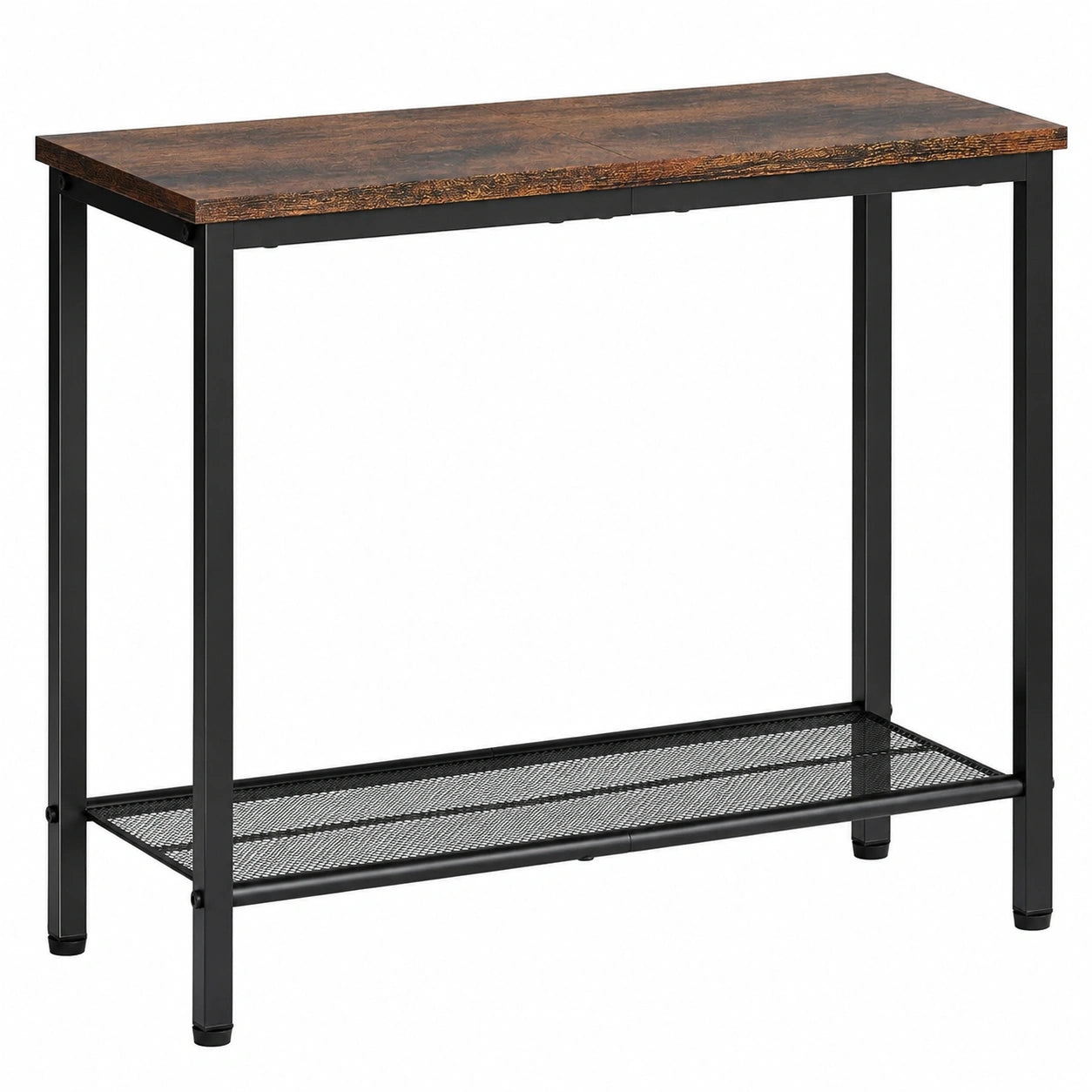 Rustikaler 2-Ebenen-Beistelltisch mit Metallrahmen, ideal für kleine Räume im Wohnzimmer oder Schlafzimmer