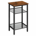 Industrieller Beistelltisch mit Verstellbaren Ablagen, Dunkelbraun-Schwarz, 38 x 28 x 74 cm