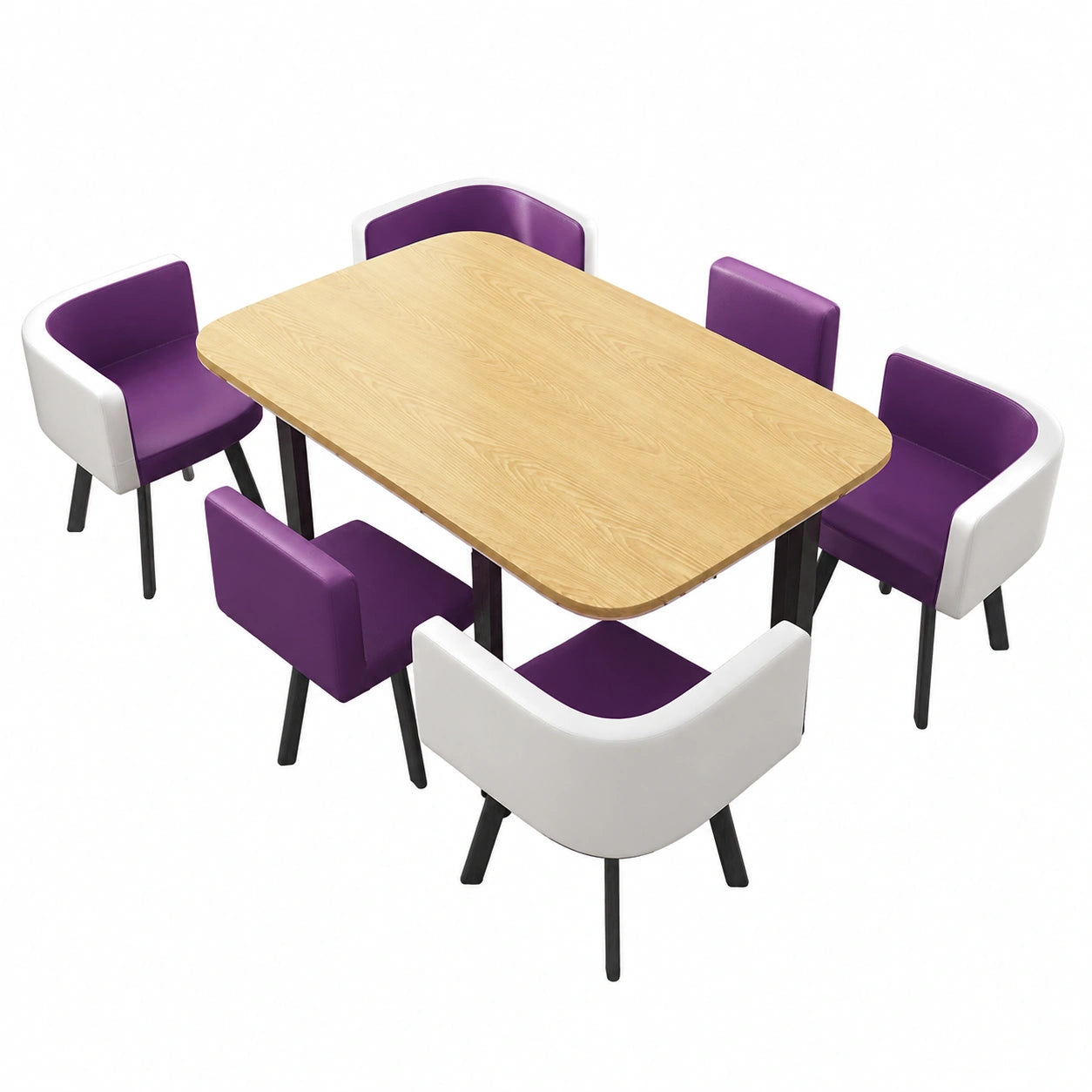 Esstischset für 6 Personen, lila, 90 x 150 cm, strapazierfähige Polster, moderne Empfangstische, ideal für Konferenzen