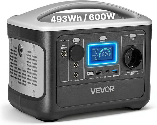 Stacja zasilania VEVOR, 600 W, 493 Wh