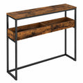 VASAGLE Schmaler Konsolentisch mit 2 Ebenen, Vintagebraun und Schwarz, 24 x 100 x 80 cm, für Flur und Wohnzimmer