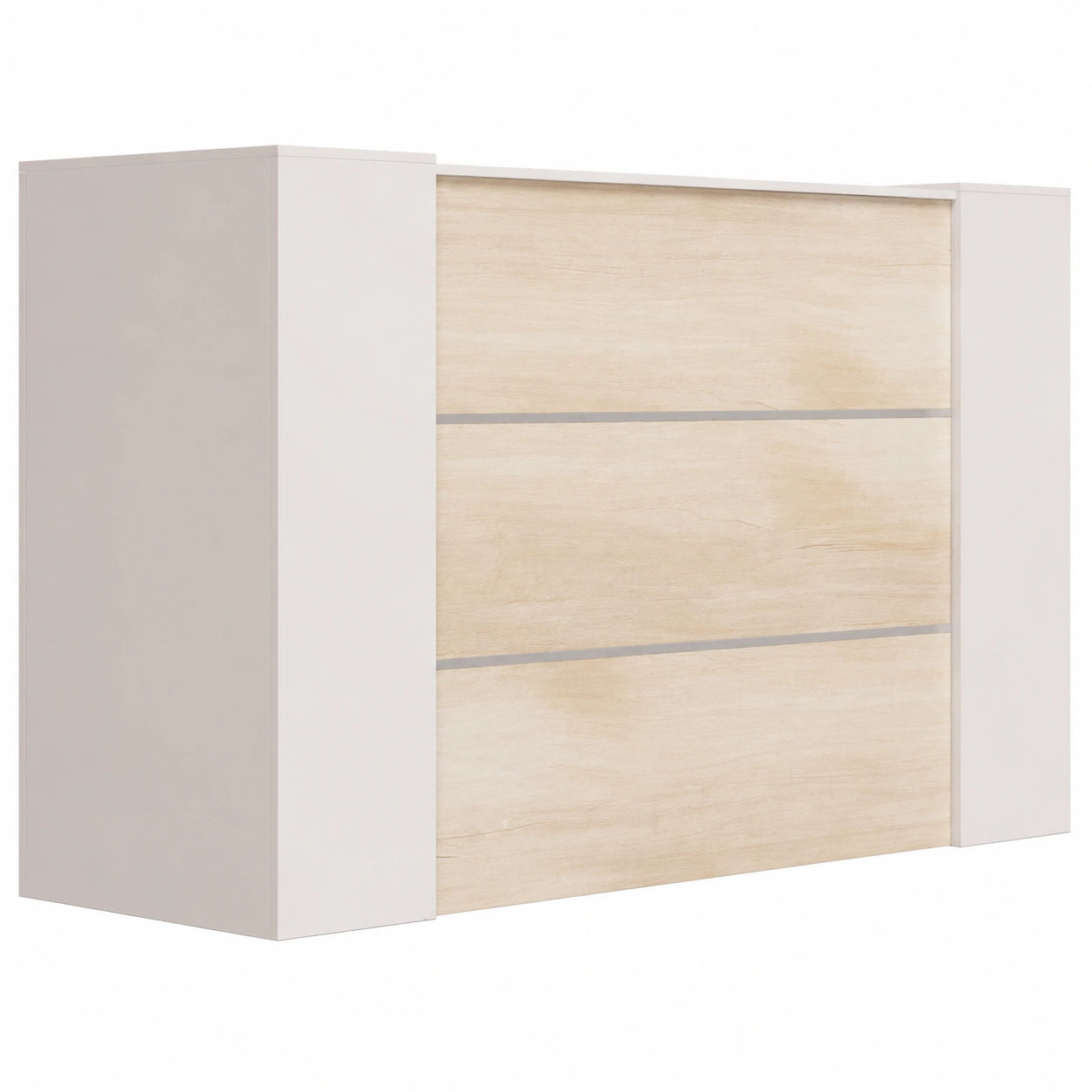 Moderne Empfangstheke aus MDF in Holzoptik und Weiß, 180x60x110cm