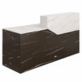 Eleganter Empfangstresen aus Holz für Büros und Salons, modern in Schwarz-Braun, Möbel für Zuhause und Empfangsbereiche (L-240 x 60 x 99,8 cm)