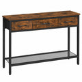 Schmaler Vintage-Konsolentisch mit 3 Schubladen und Ablage, 97x24x74 cm, für Flur und Wohnzimmer
