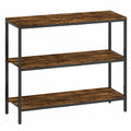 Industrieller Konsolentisch aus Metall und Holz für Flur und Wohnzimmer, 3 Ebenen, rustikal-braun, kompakt, 101 x 35 x 80 cm