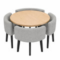 Rundes Esszimmer-Set mit 4 Stoffstühlen, platzsparend für Zuhause oder Büro, 90 x 90 x 75 cm