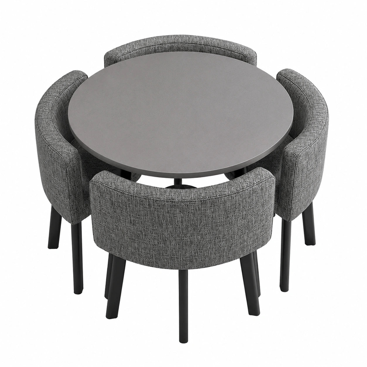 Elegantes rundes Esstisch-Set mit 4 Stühlen, platzsparend für Wohn- und Büroräume, 90x90x75 cm