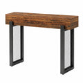 Konsolentisch im Industrie-Design, 105 cm, mit Stauraum und Metallgitterbeinen, Schmaler Beistelltisch für Wohnzimmer, Flur und Eingang, Rustikal Braun-Schwarz